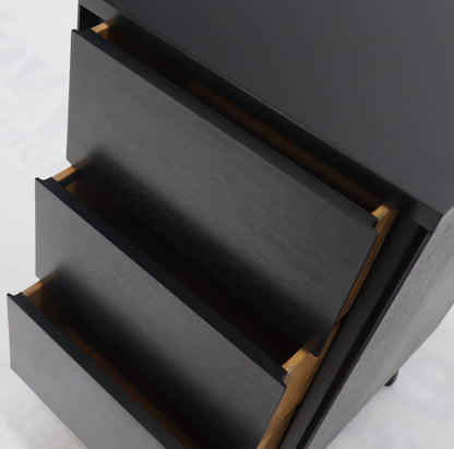 EstablishedLines Pair of Ebonized Mahogany Three Drawers Narrow Chests End Side Tables