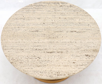 EstablishedLines travertine Top Horn Like Pillars Tripod Base Round Coffee Table