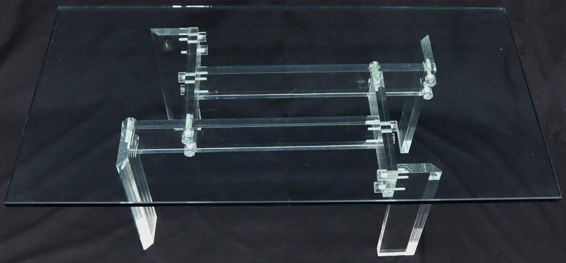 EstablishedLines Rectangular Glass top Lucite Base Coffee Table