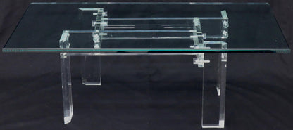 EstablishedLines Rectangular Glass top Lucite Base Coffee Table