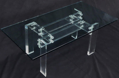 EstablishedLines Rectangular Glass top Lucite Base Coffee Table