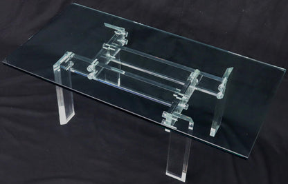 EstablishedLines Rectangular Glass top Lucite Base Coffee Table