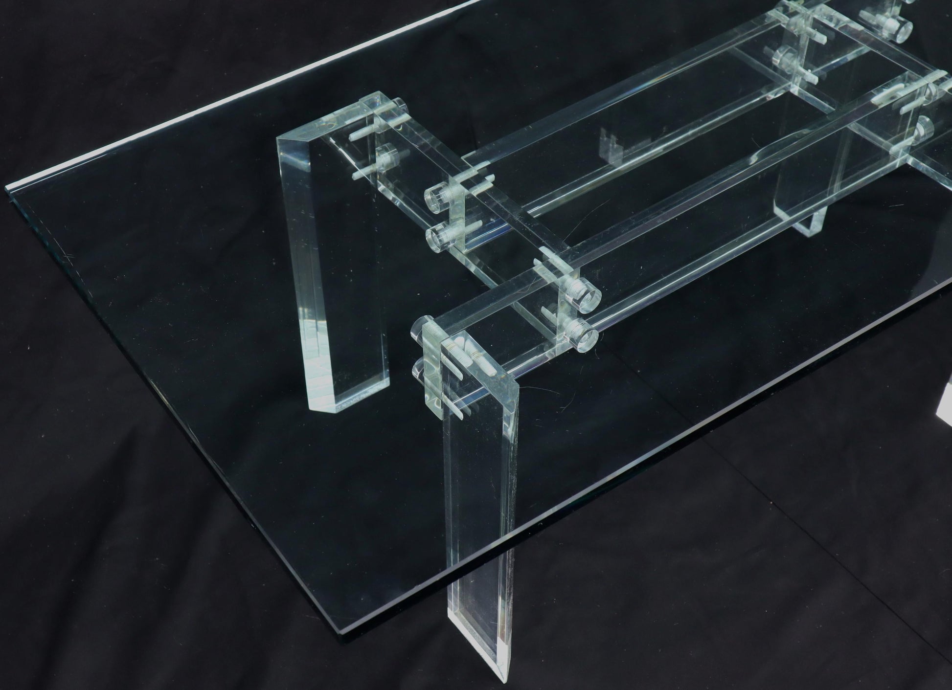 EstablishedLines Rectangular Glass top Lucite Base Coffee Table
