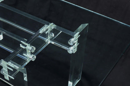 EstablishedLines Rectangular Glass top Lucite Base Coffee Table