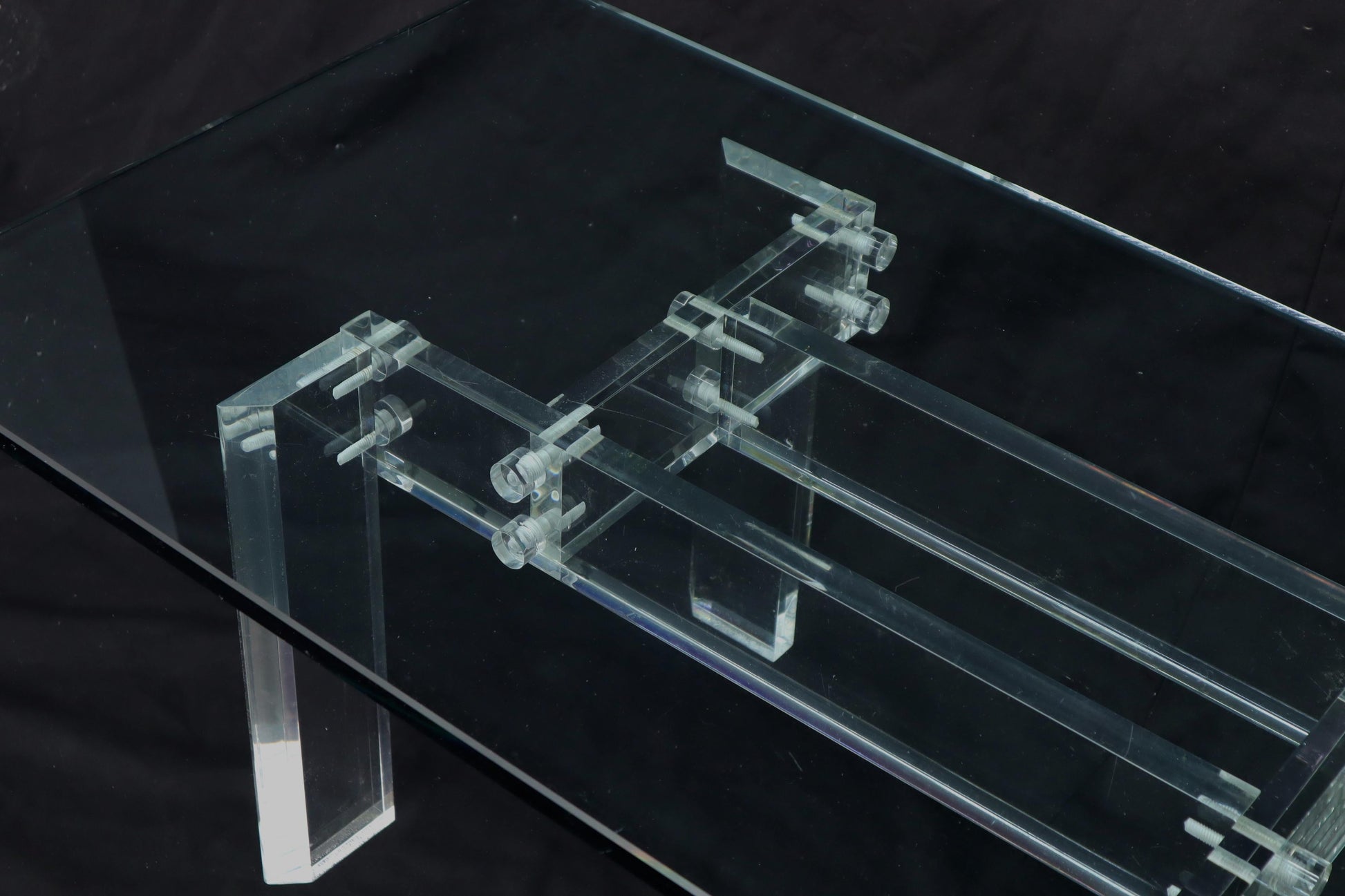 EstablishedLines Rectangular Glass top Lucite Base Coffee Table