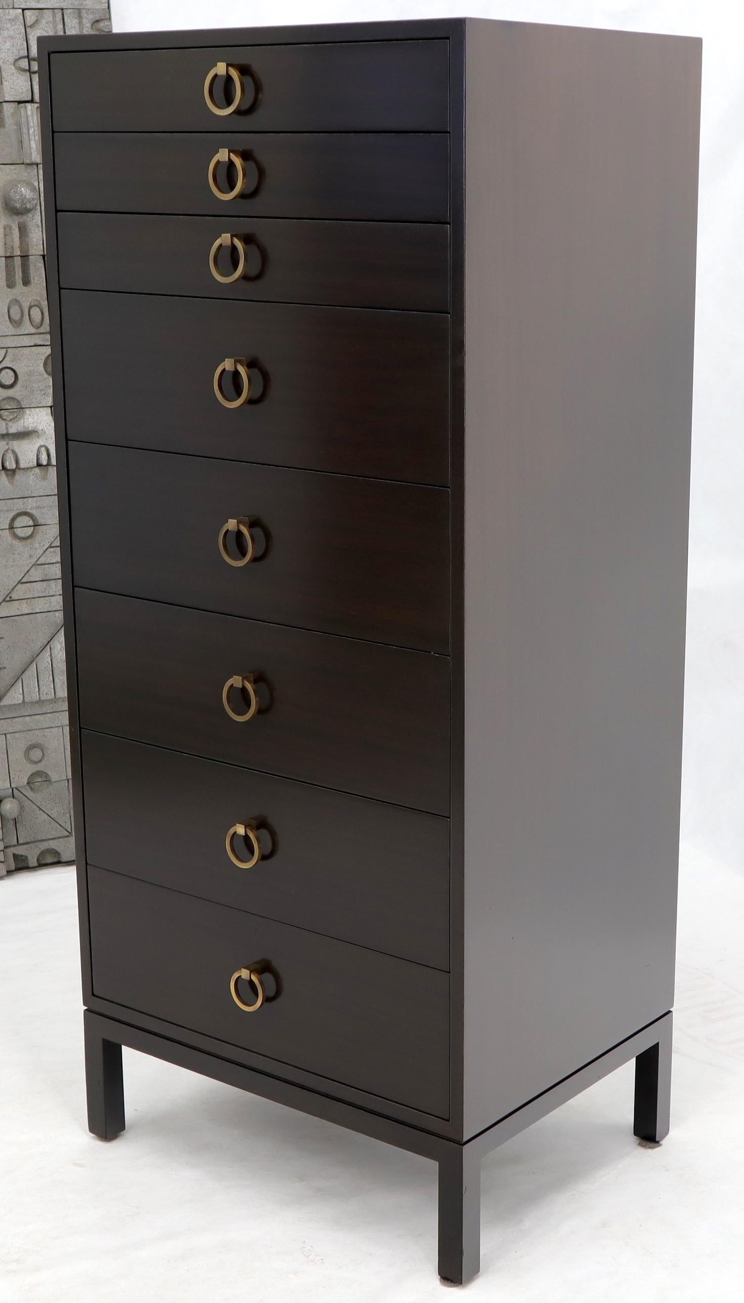 EstablishedLines Mid-Century Modern Tall 8 Drawers Ebonized Mahogany Lingerie High Chest Dresser