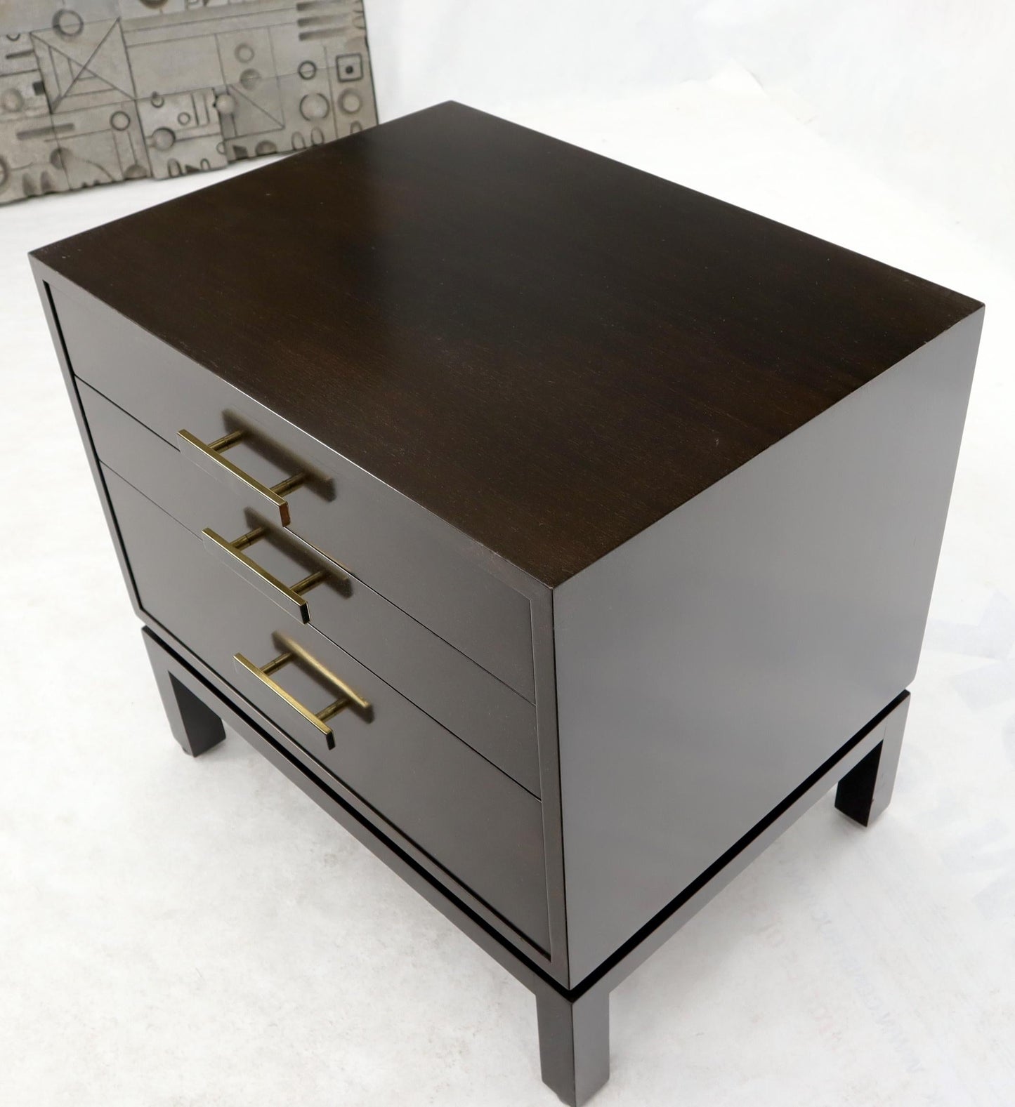 EstablishedLines Harvey Probber 3-Drawer Nightstand Ebonized Espresso Mahogany
