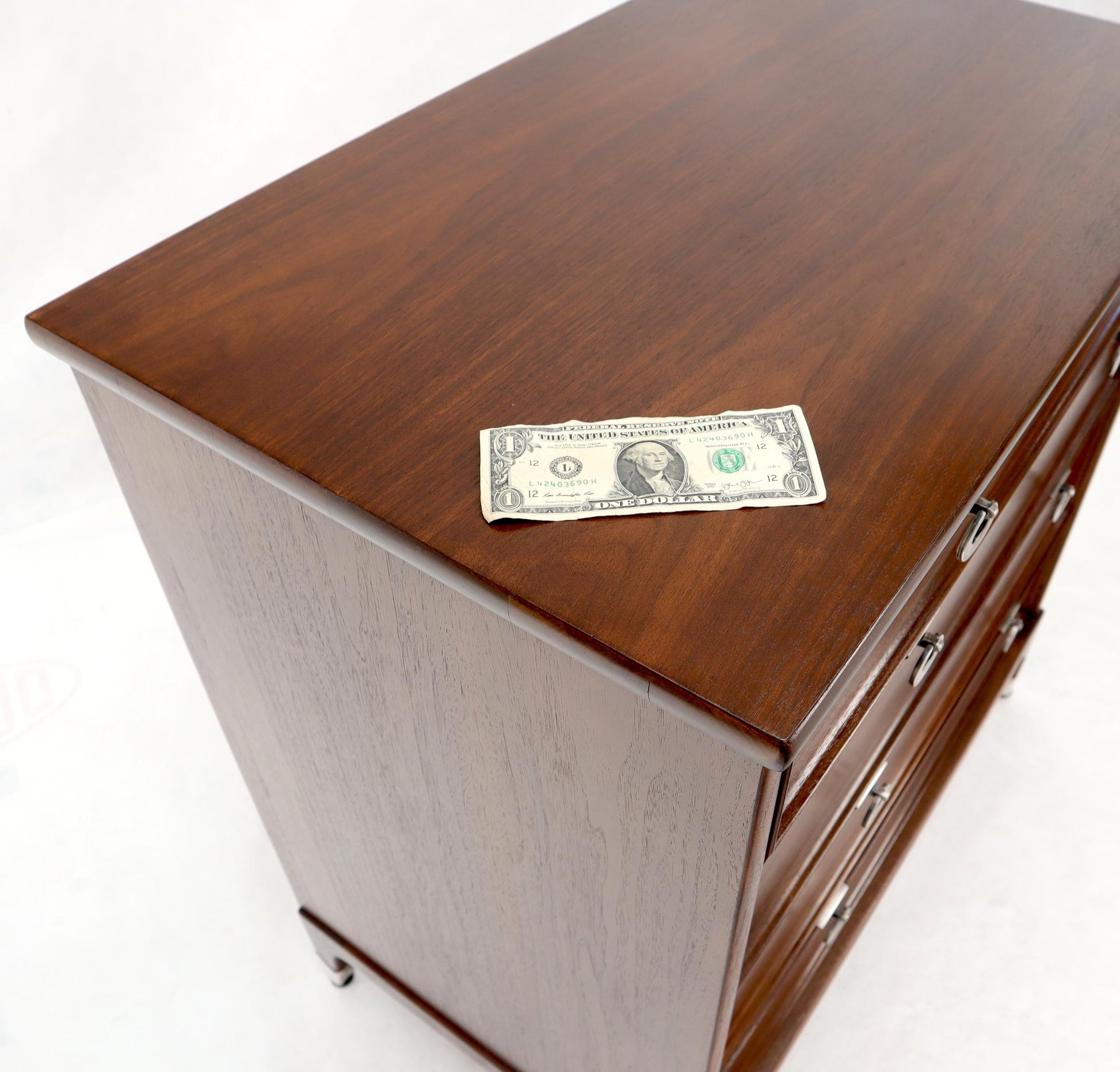 EstablishedLines Mid-Century Modern Walnut 4 Drawers Bachelor Chest