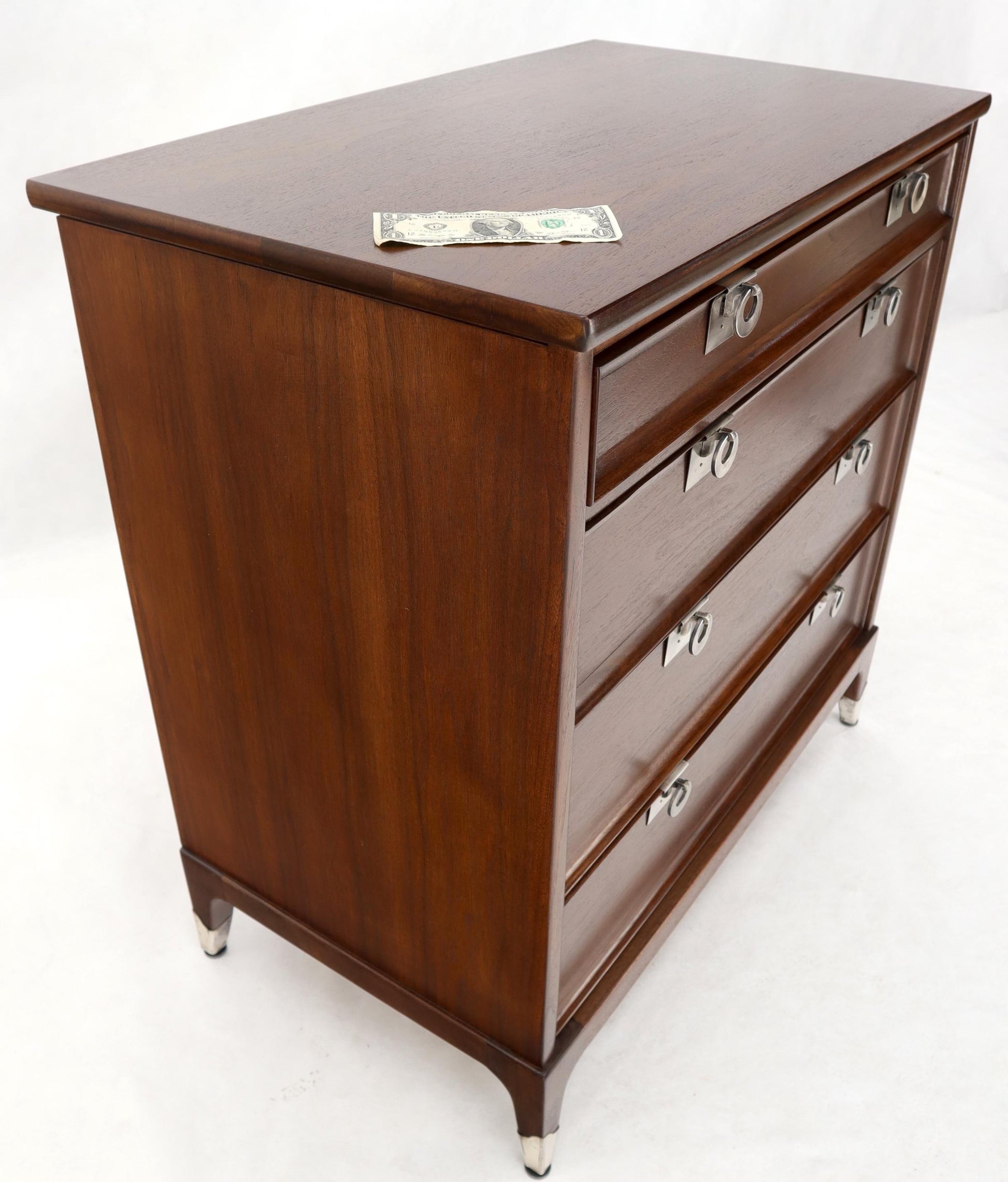 EstablishedLines Mid-Century Modern Walnut 4 Drawers Bachelor Chest