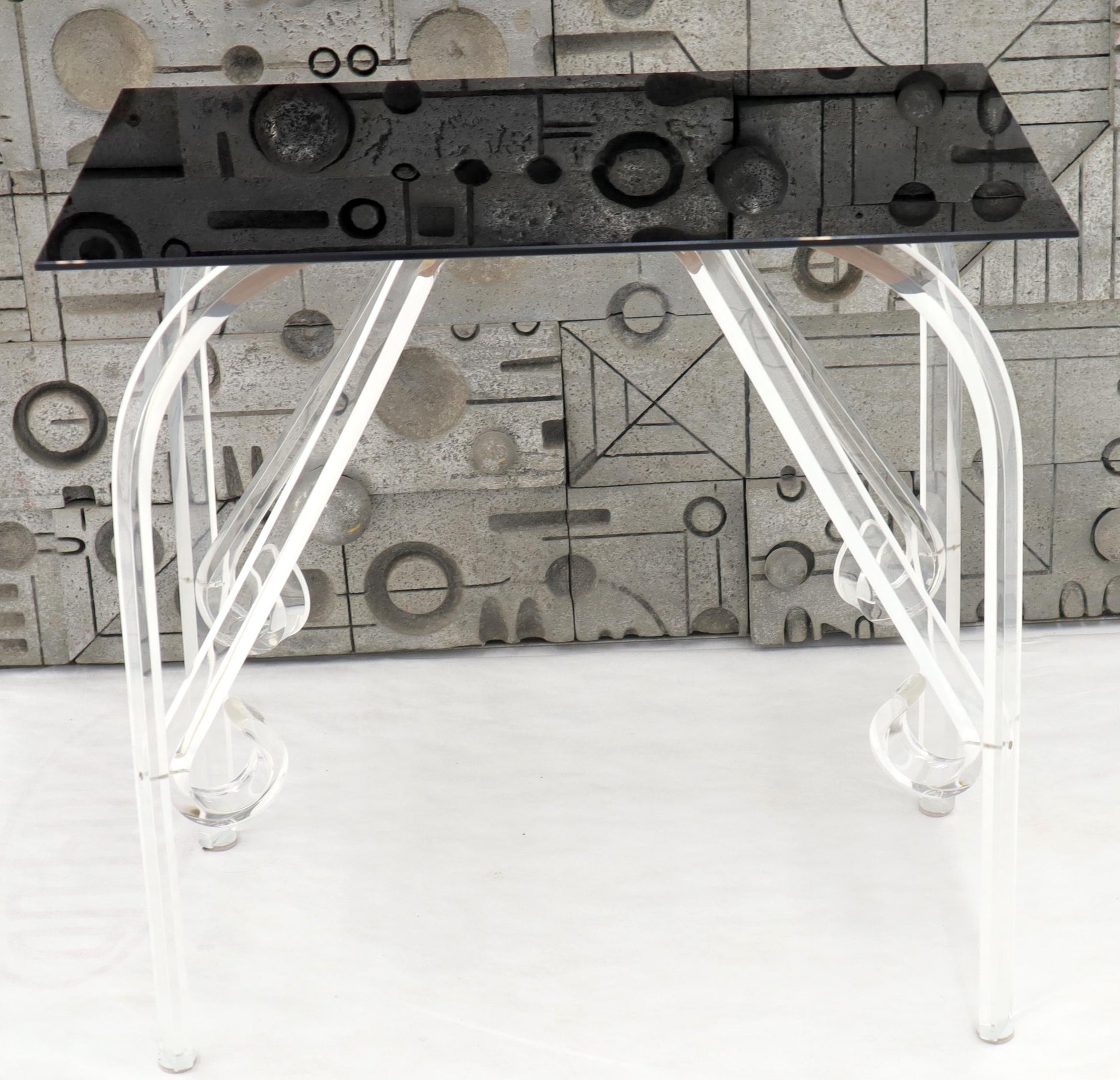 EstablishedLines Bent Lucite Legs Black Smoked Glass Top Side End Table