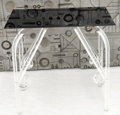 EstablishedLines Bent Lucite Legs Black Smoked Glass Top Side End Table