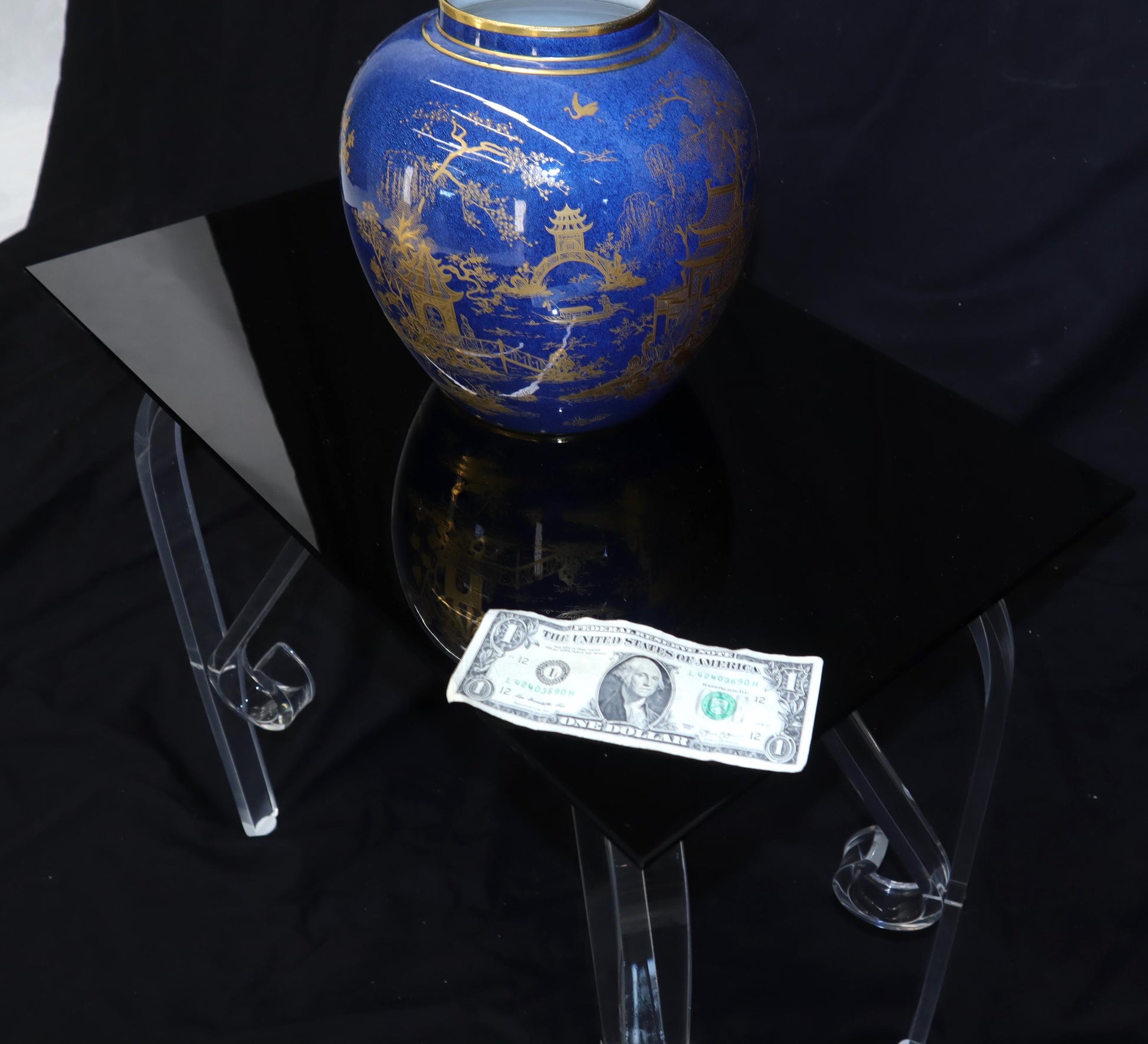 EstablishedLines Bent Lucite Legs Black Smoked Glass Top Side End Table