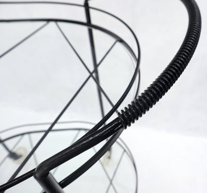 EstablishedLines Oval Mid-Century Modern Black Lacquer Serving Bar Tea Cart