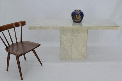 EstablishedLines Rectangle White Marble Top Pedestal Base Console Sofa Table