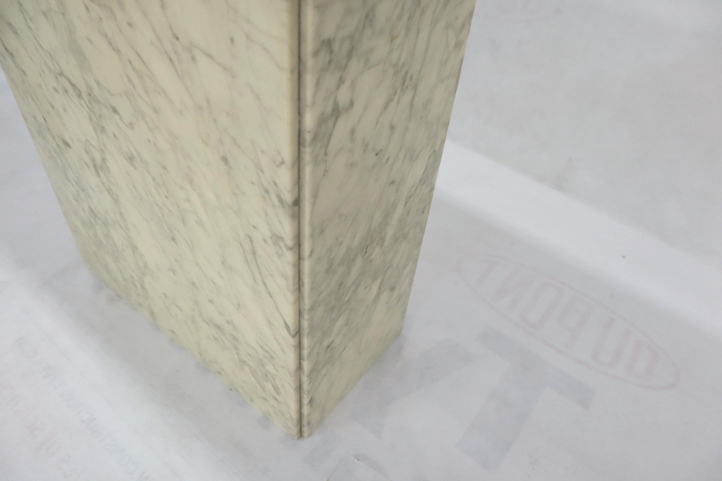 EstablishedLines Rectangle White Marble Top Pedestal Base Console Sofa Table