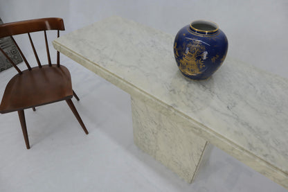 EstablishedLines Rectangle White Marble Top Pedestal Base Console Sofa Table