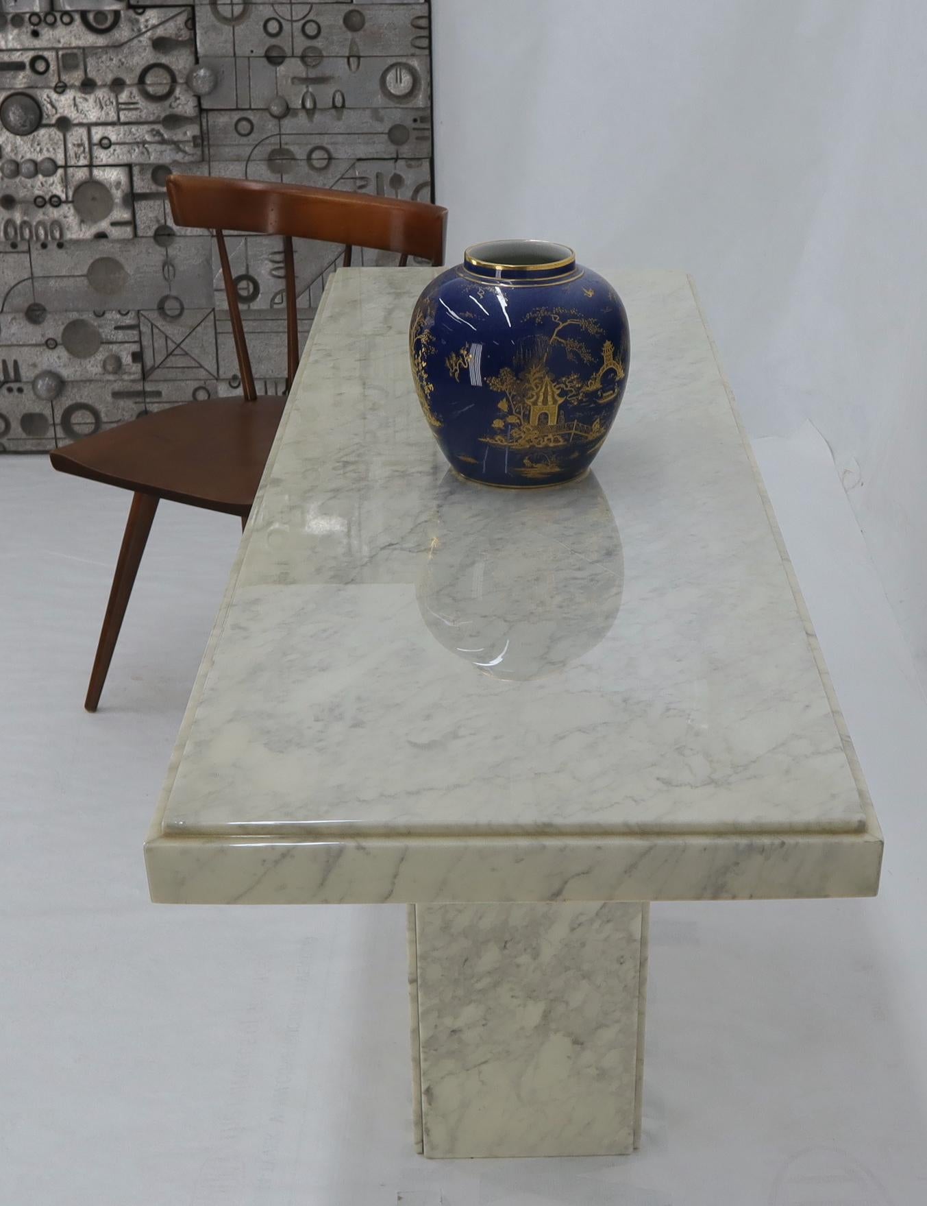 EstablishedLines Rectangle White Marble Top Pedestal Base Console Sofa Table