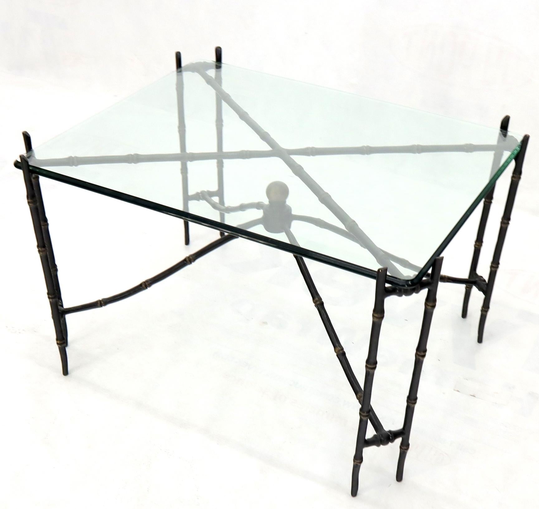 EstablishedLines Bronze Faux Bamboo Glass Top Rectangular Coffee Table
