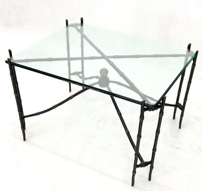 EstablishedLines Bronze Faux Bamboo Glass Top Rectangular Coffee Table