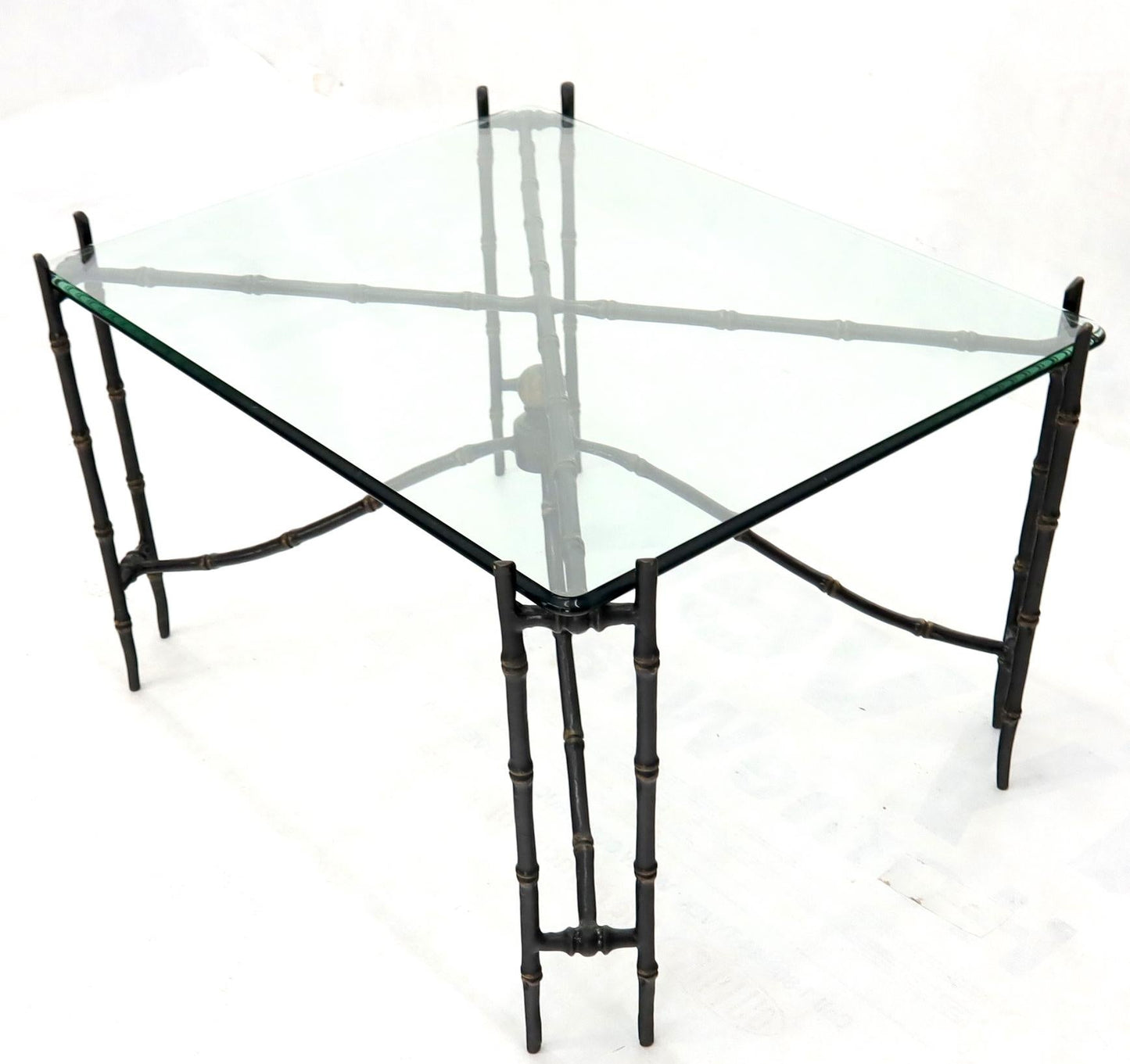 EstablishedLines Bronze Faux Bamboo Glass Top Rectangular Coffee Table