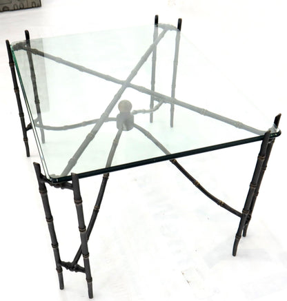 EstablishedLines Bronze Faux Bamboo Glass Top Rectangular Coffee Table