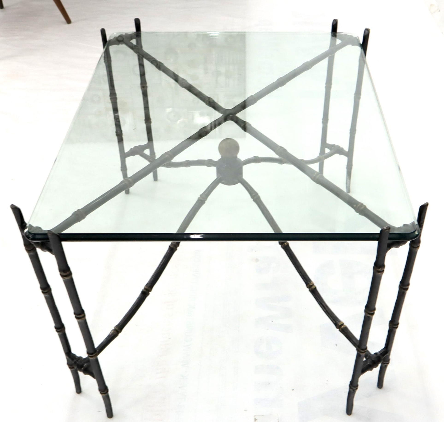 EstablishedLines Bronze Faux Bamboo Glass Top Rectangular Coffee Table