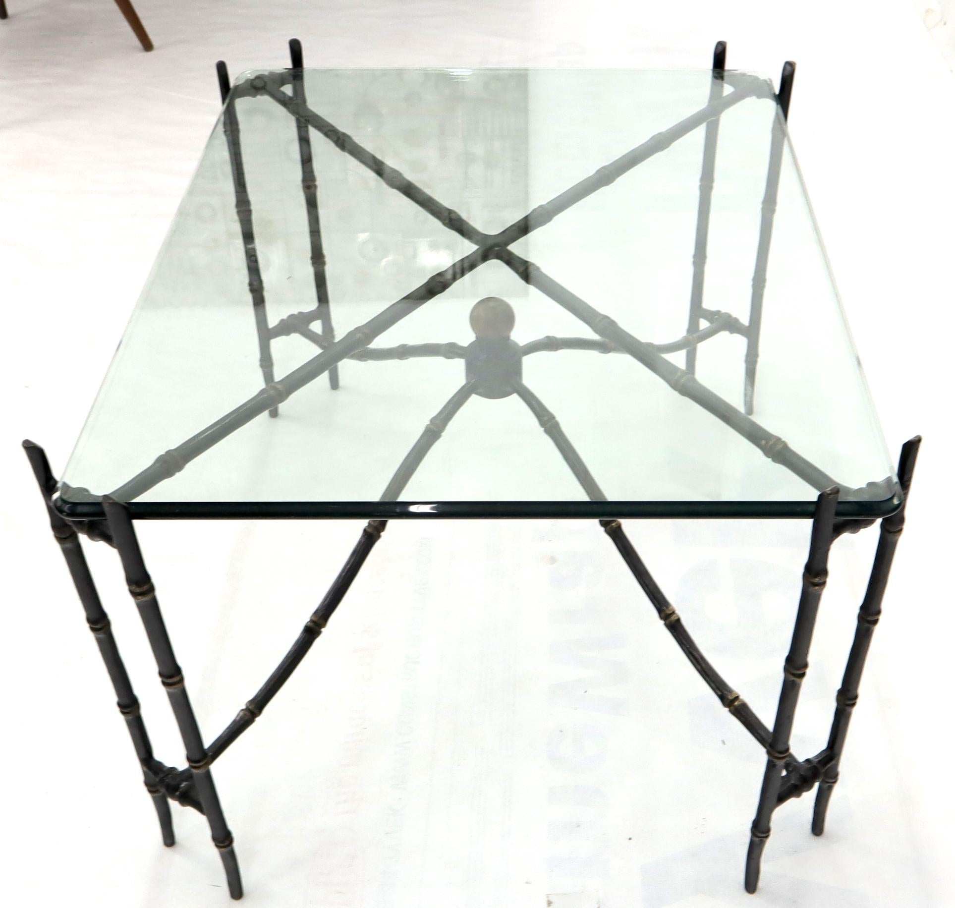EstablishedLines Bronze Faux Bamboo Glass Top Rectangular Coffee Table
