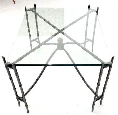 EstablishedLines Bronze Faux Bamboo Glass Top Rectangular Coffee Table