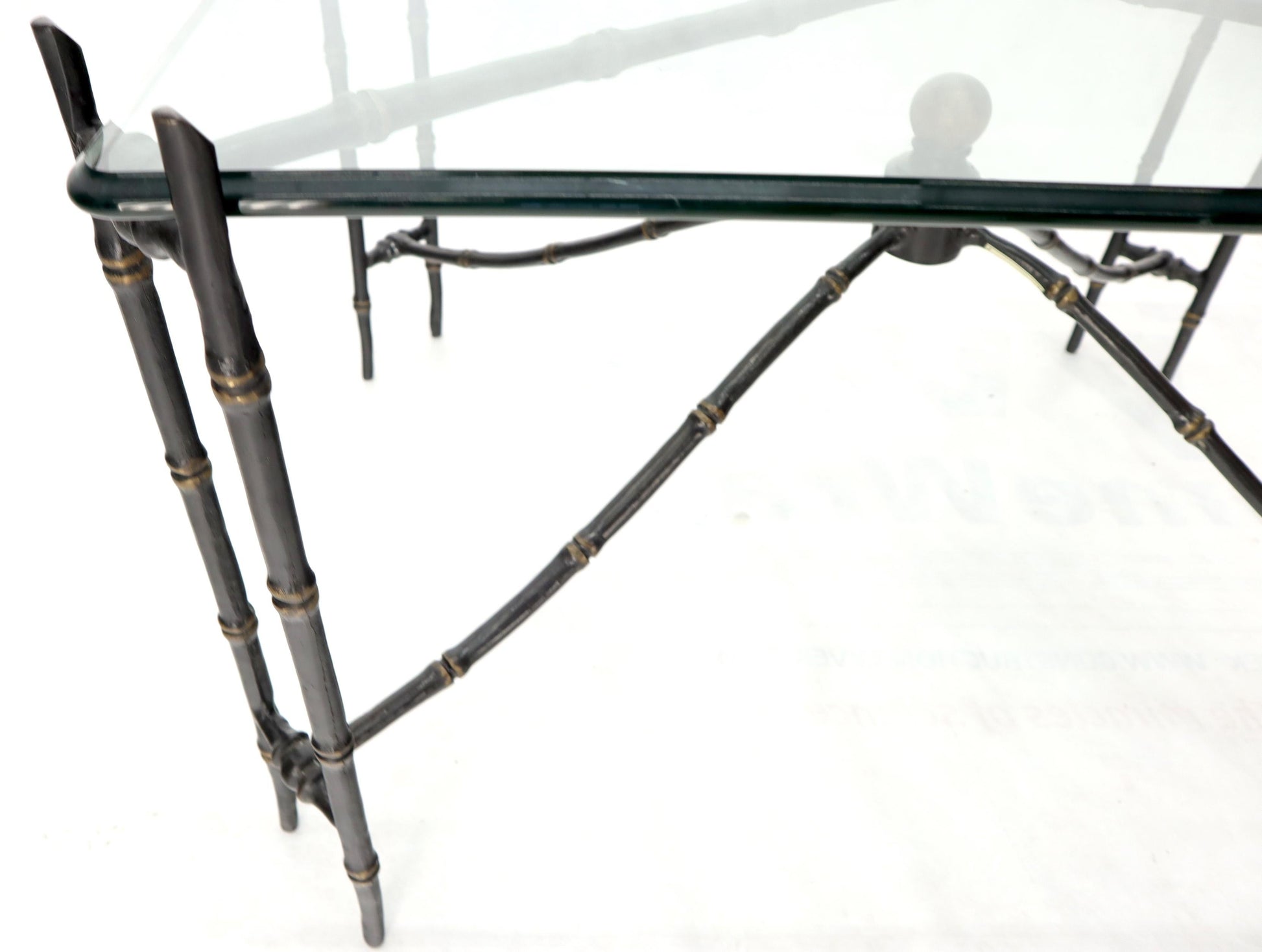 EstablishedLines Bronze Faux Bamboo Glass Top Rectangular Coffee Table