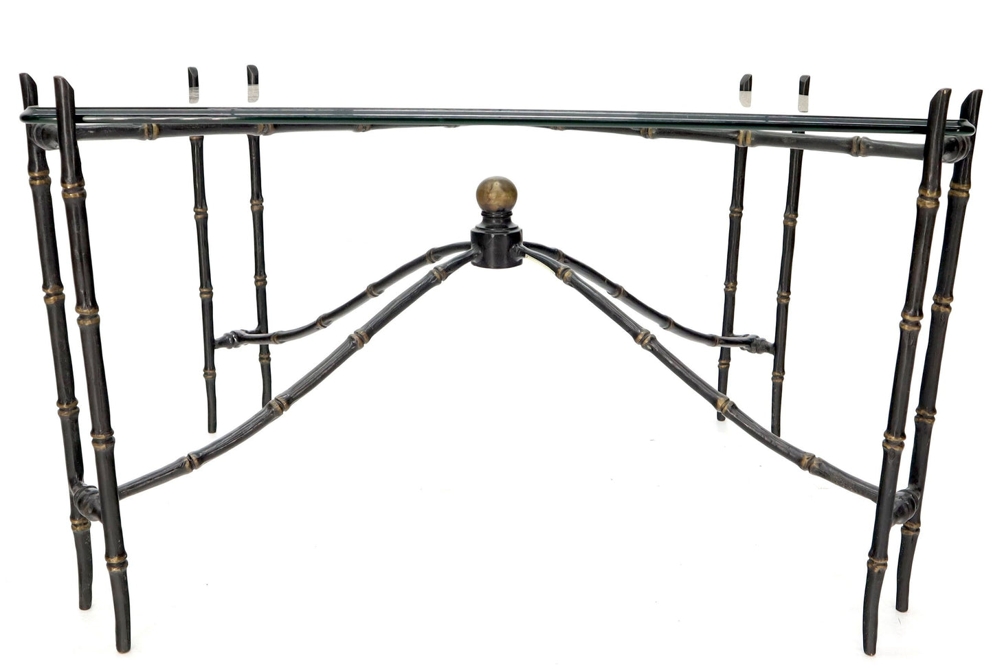 EstablishedLines Bronze Faux Bamboo Glass Top Rectangular Coffee Table