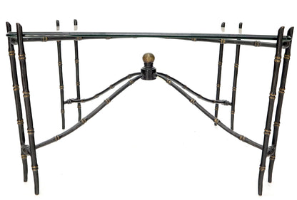 EstablishedLines Bronze Faux Bamboo Glass Top Rectangular Coffee Table