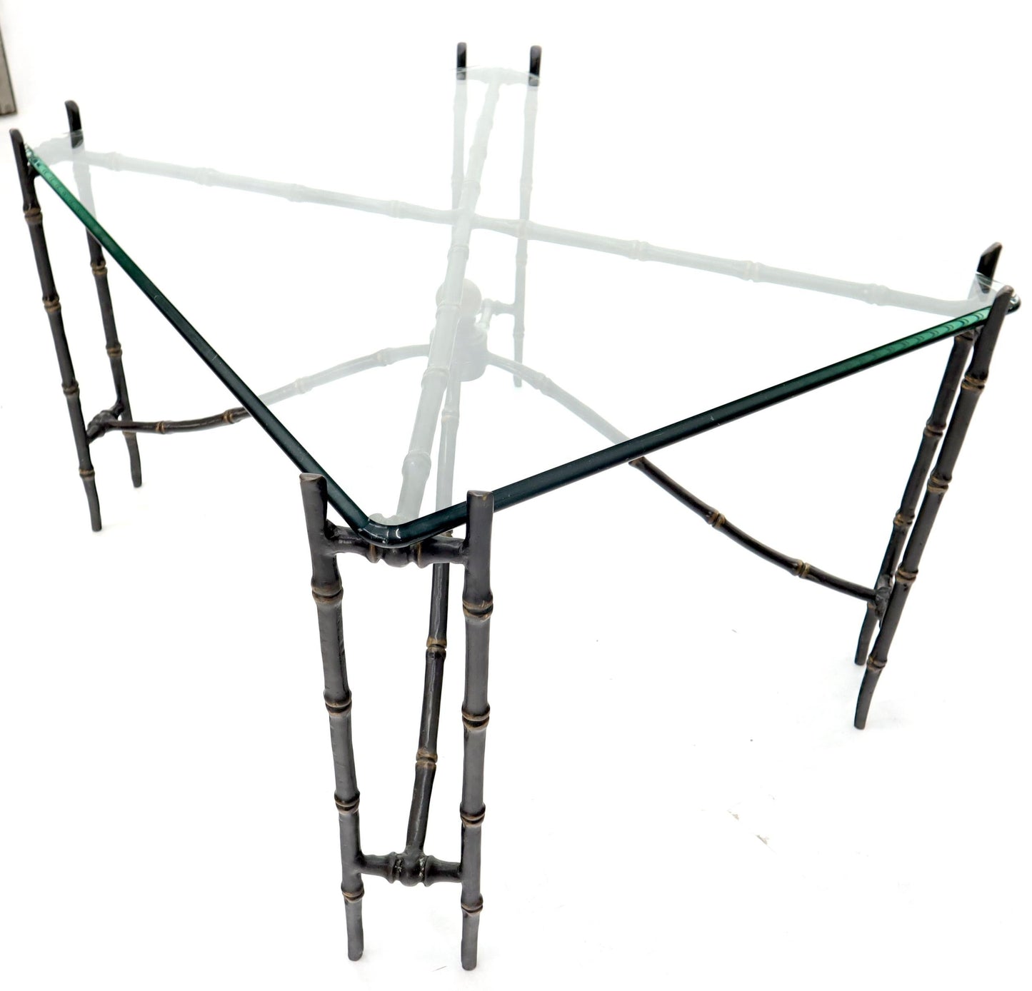 EstablishedLines Bronze Faux Bamboo Glass Top Rectangular Coffee Table