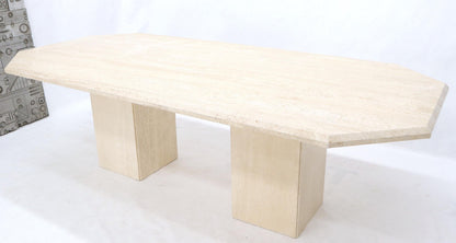 EstablishedLines Large Rectangular Double Pedestal Travertine Dining or Conference Table