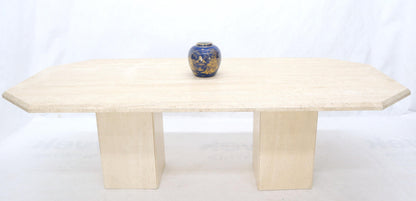 EstablishedLines Large Rectangular Double Pedestal Travertine Dining or Conference Table