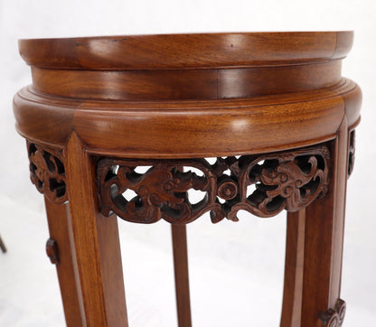 EstablishedLines Chinese Carved Rosewood Marble Top Stand