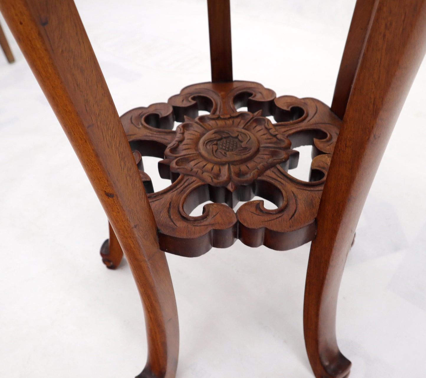 EstablishedLines Chinese Carved Rosewood Marble Top Stand