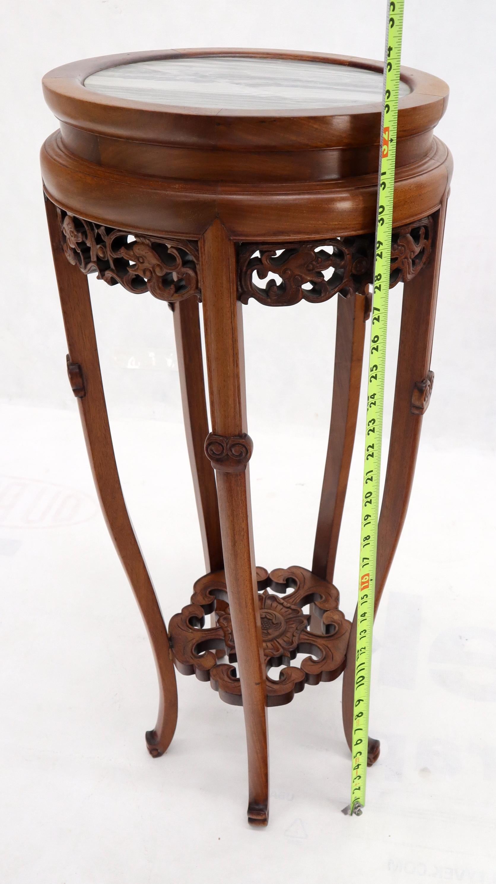 EstablishedLines Chinese Carved Rosewood Marble Top Stand