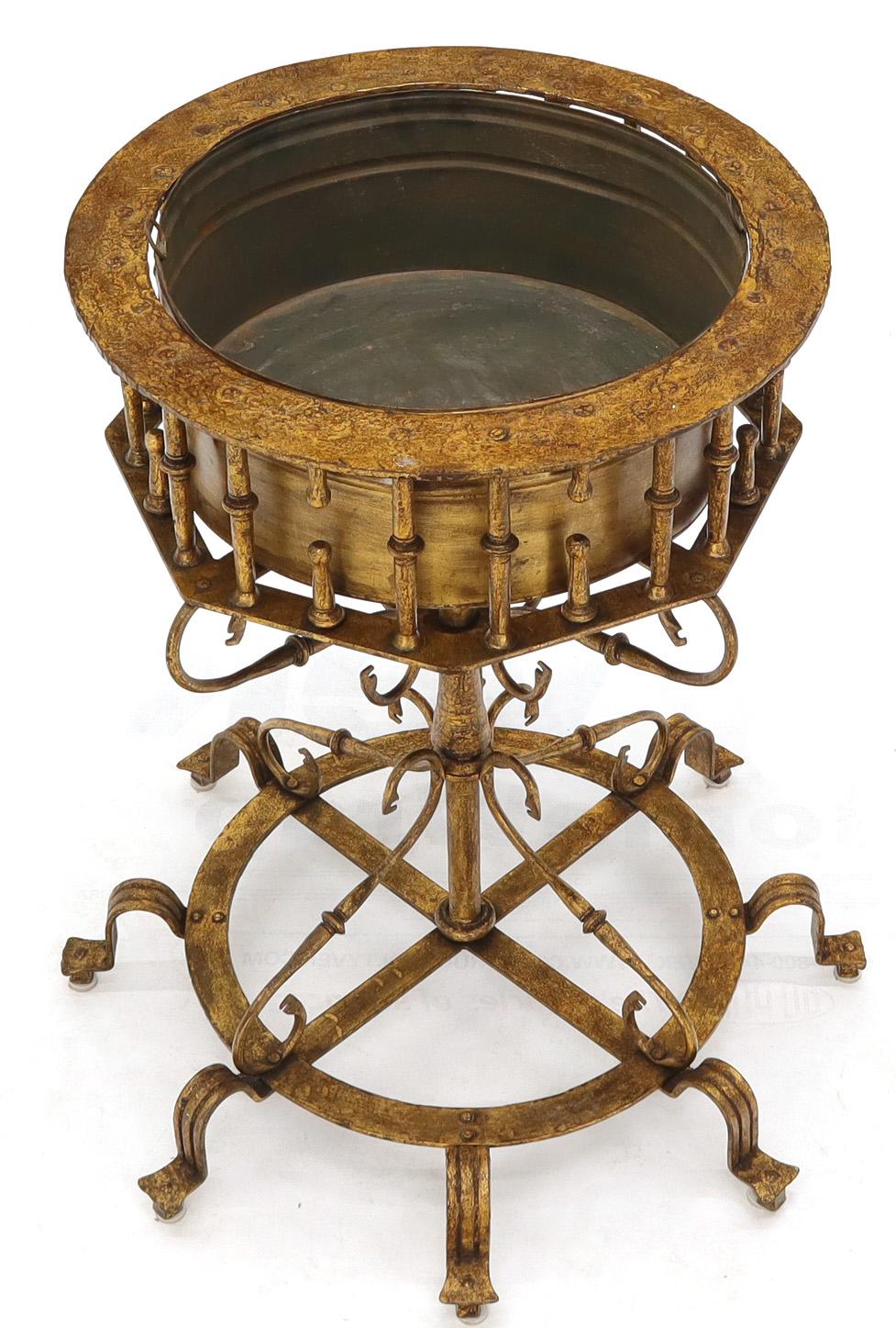 Large Italian Wrought Iron Gold Gilt Planter