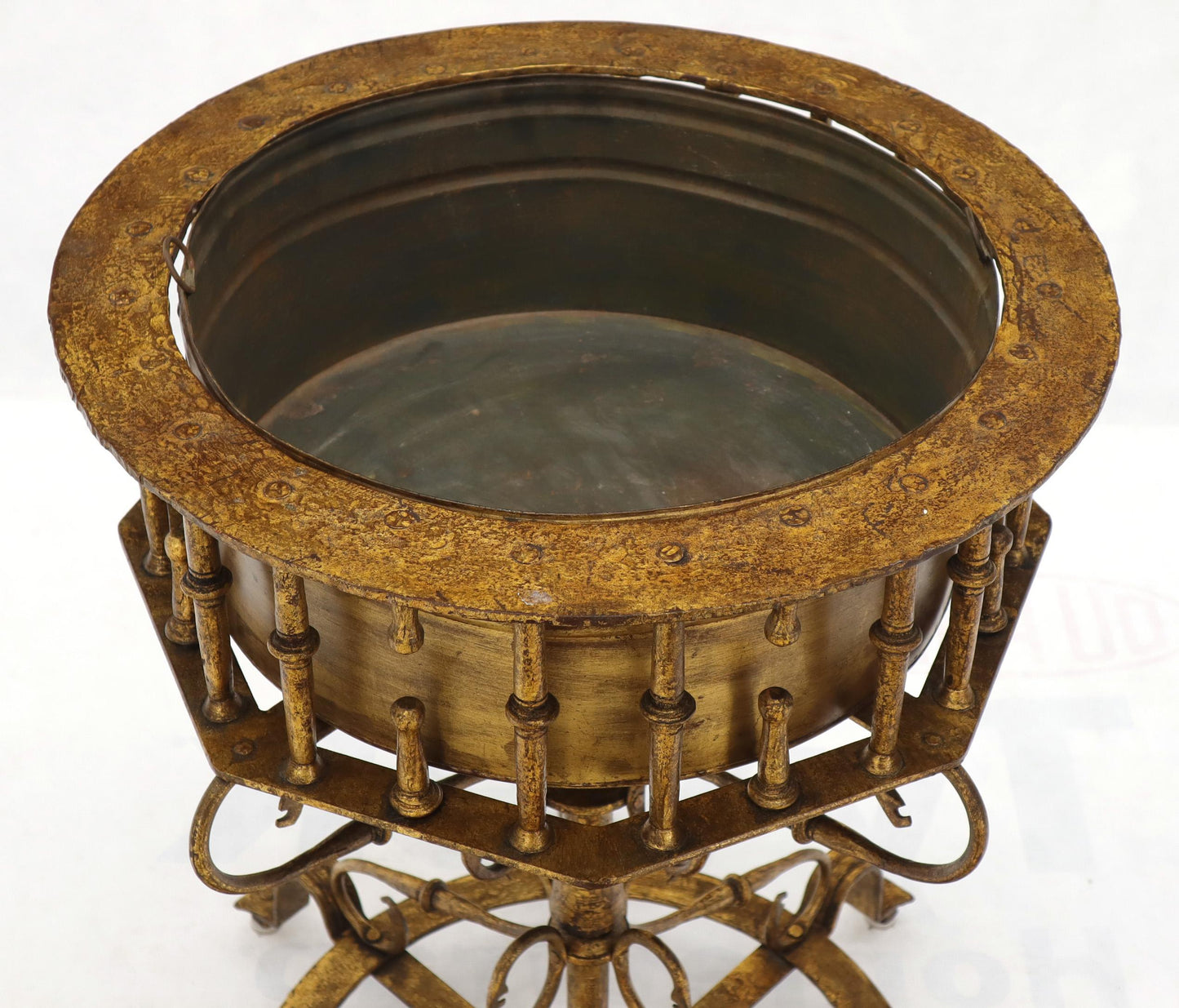 Large Italian Wrought Iron Gold Gilt Planter