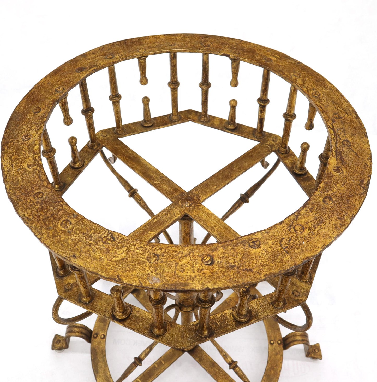 Large Italian Wrought Iron Gold Gilt Planter