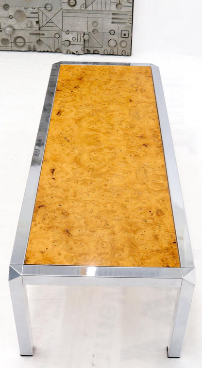 EstablishedLines Burl Wood Top Chrome Base and Trim Rectangular Coffee Table
