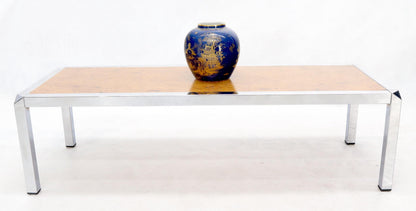 EstablishedLines Burl Wood Top Chrome Base and Trim Rectangular Coffee Table