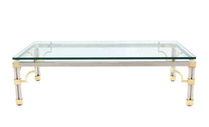 EstablishedLines Heavy Thick Glass Brass and Chrome Coffee Table