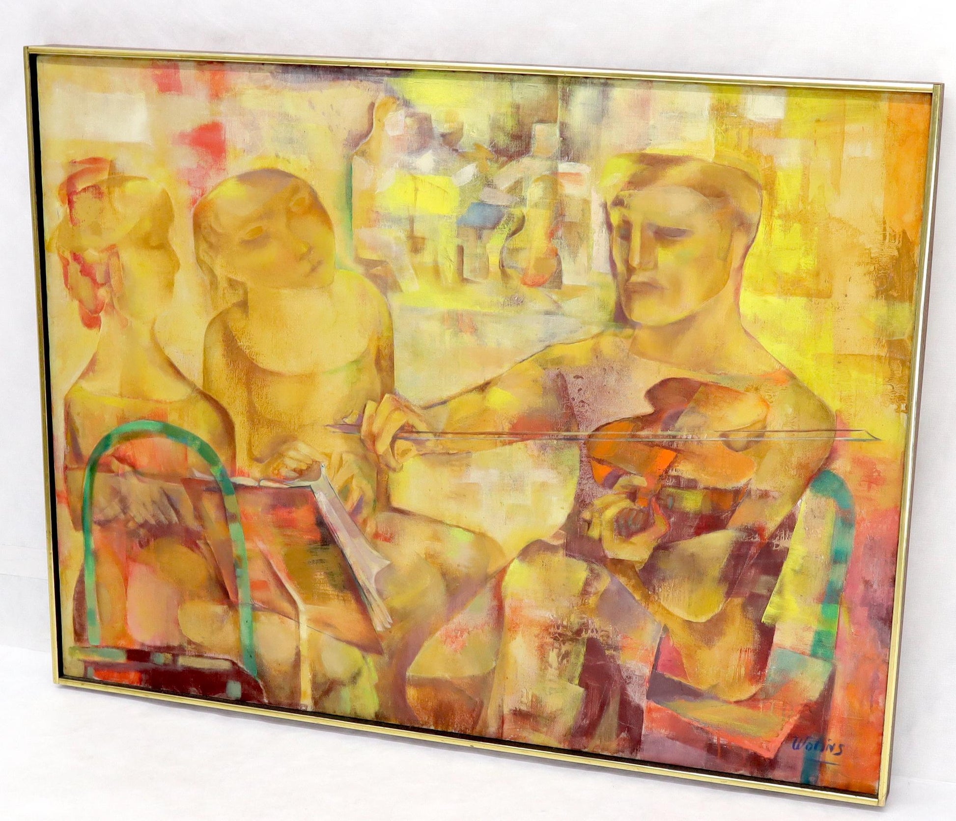 EstablishedLines "Rehearsal" Midcentury Modern Abstract Painting Signed Joseph Wolins