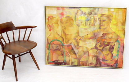 EstablishedLines "Rehearsal" Midcentury Modern Abstract Painting Signed Joseph Wolins