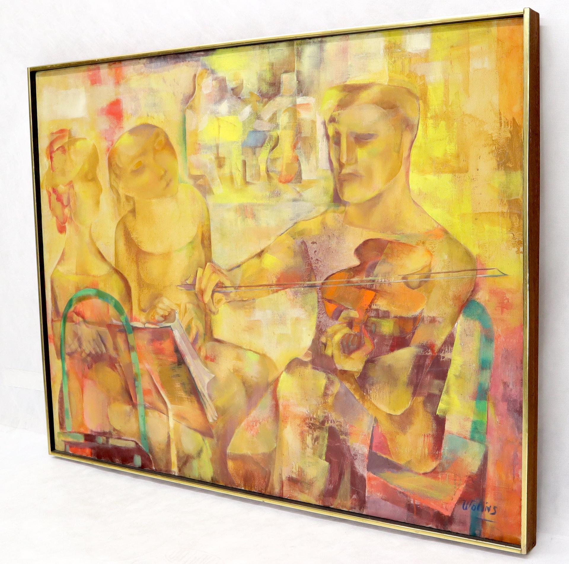 EstablishedLines "Rehearsal" Midcentury Modern Abstract Painting Signed Joseph Wolins