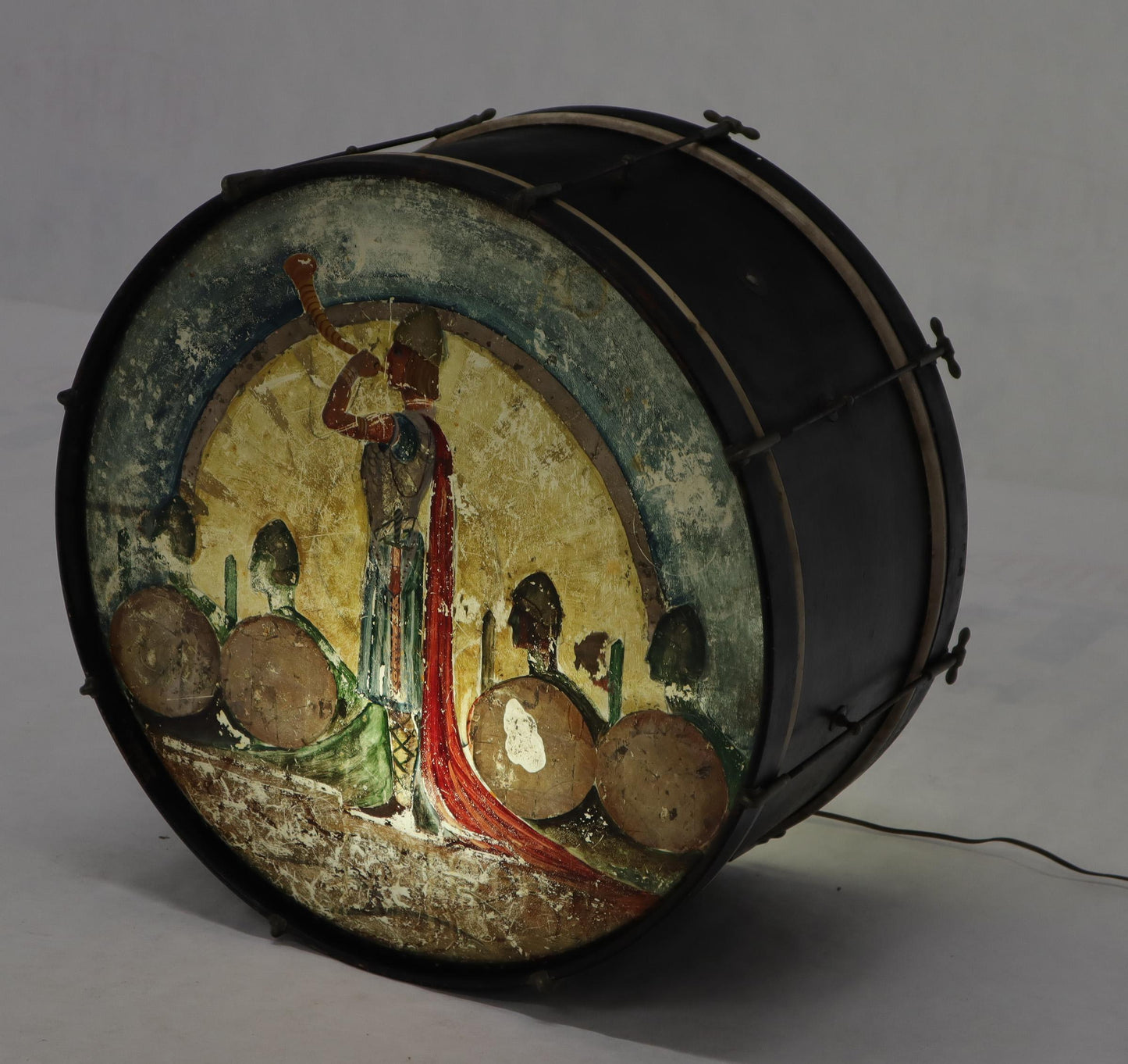 Large Drum Light Fixture Painted and Converted Floor Lamp