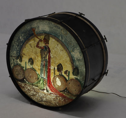 Large Drum Light Fixture Painted and Converted Floor Lamp