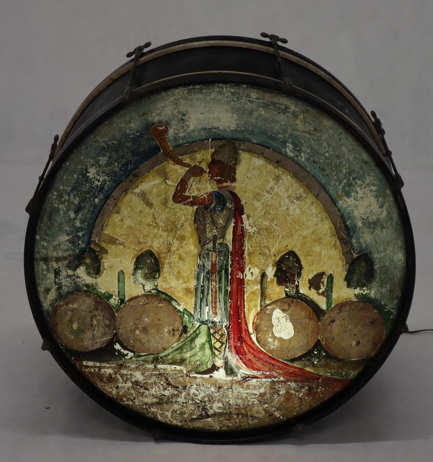 Large Drum Light Fixture Painted and Converted Floor Lamp
