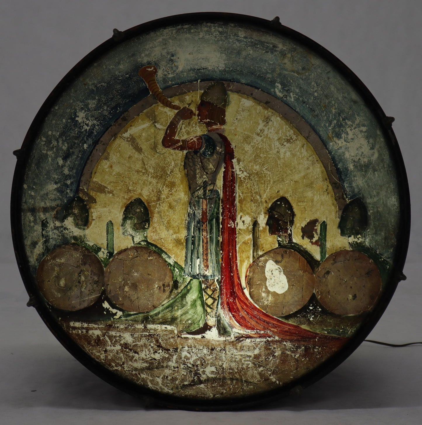 Large Drum Light Fixture Painted and Converted Floor Lamp